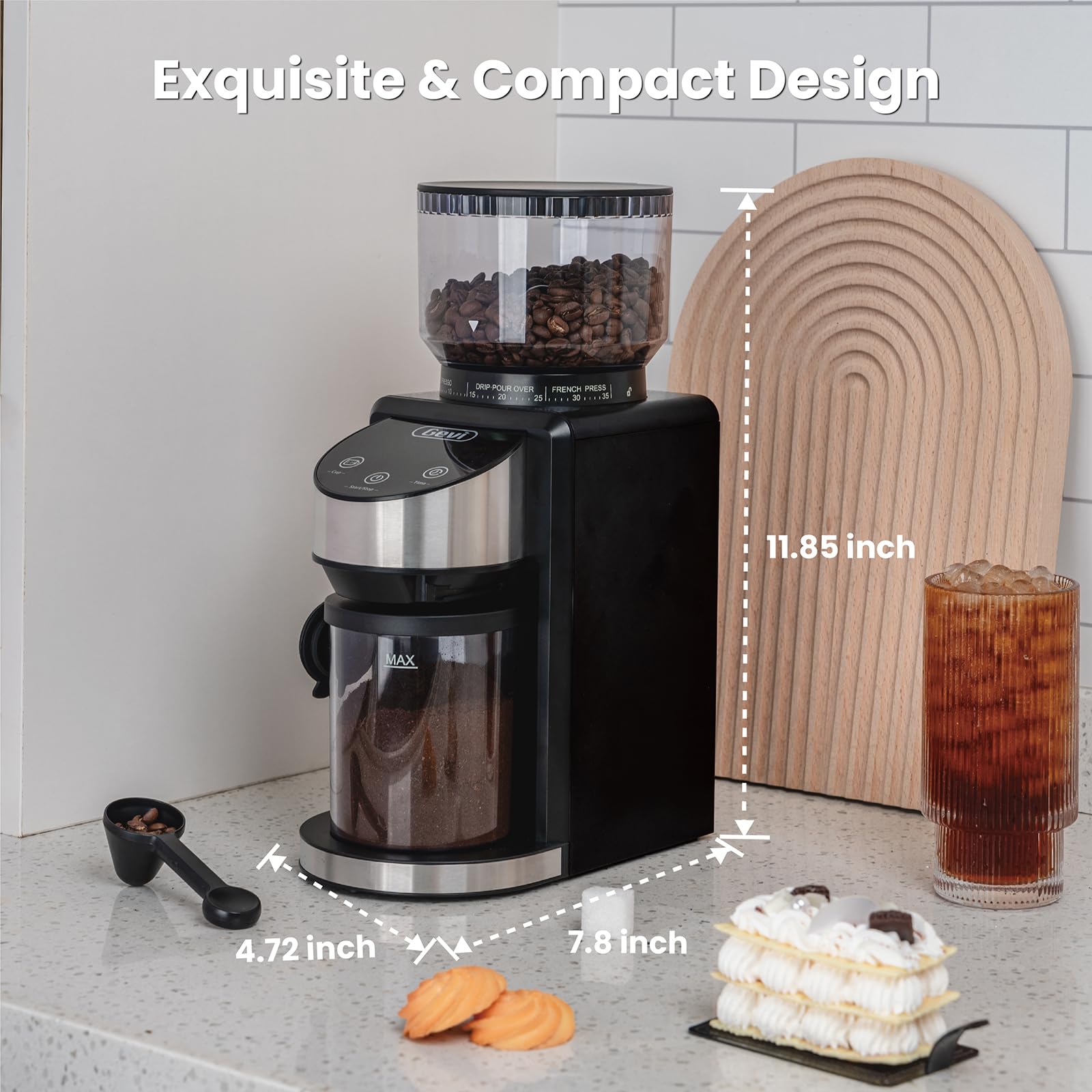 8) Molino de Café GEVI - Ajustable - 35 Configuraciones de Molienda