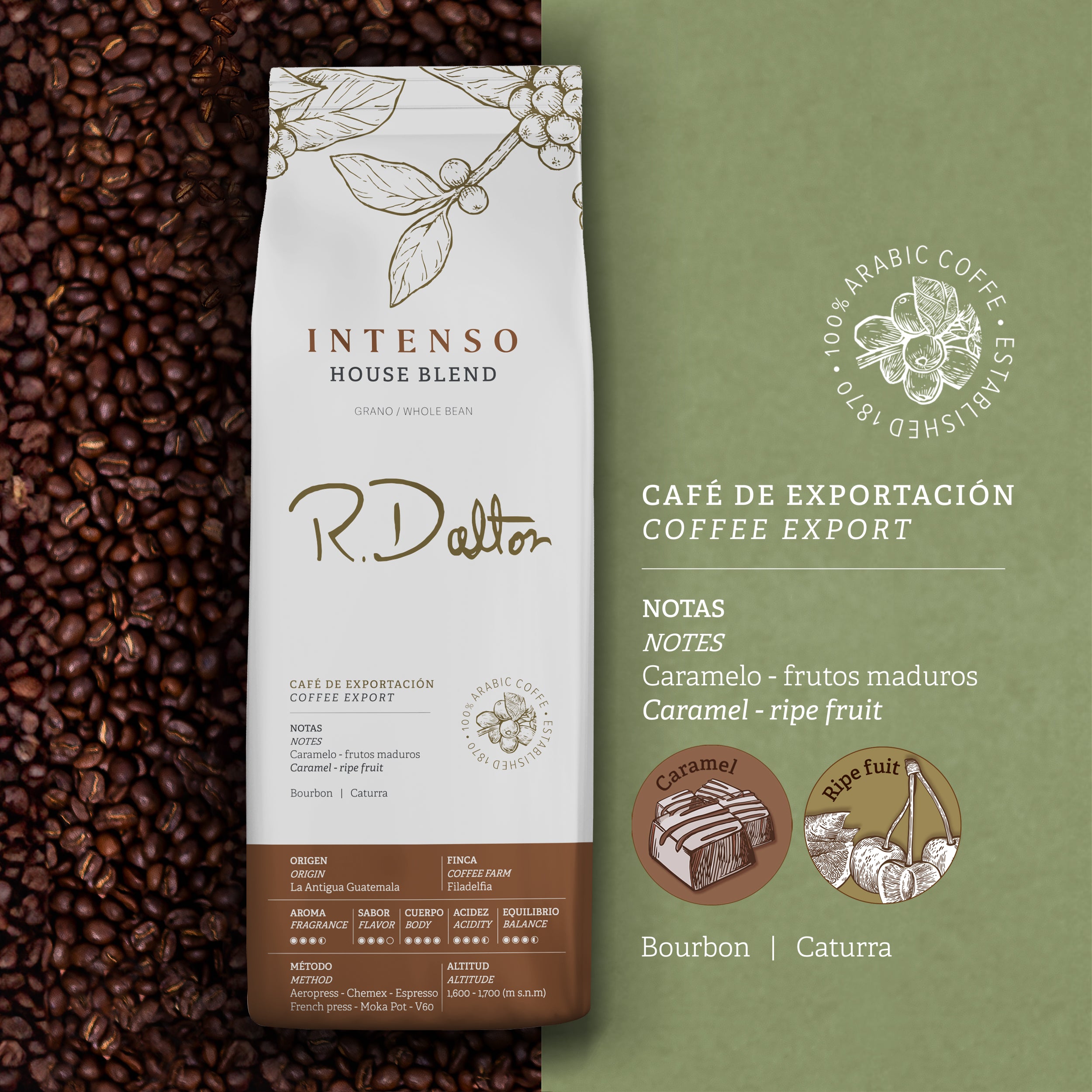3) R. Dalton Coffee Intenso House Blend Coffee – Box of 6 Bags (340g Each)